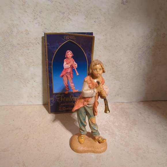 Fontanini Roman 1992 Daniel Musician with horn 52553 Heirloom Nativity Figure 5" - Picture 2 of 6